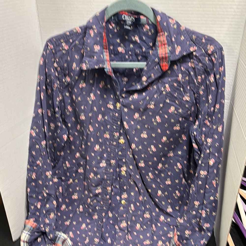 Chaps denim Floral Button-Up Shirt size XL